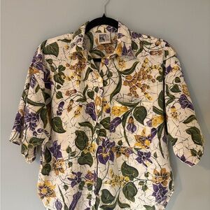 Vintage 90s Tarazzia floral button up blouse, women’s size M